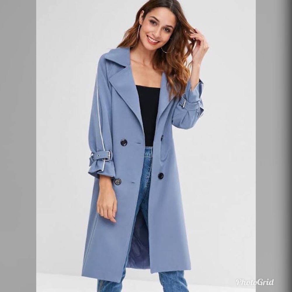 Baby Blue Light Weight Trench Coat